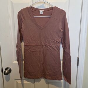 Bozzolo Women's Long Sleeve V-Neck Top - Mauve